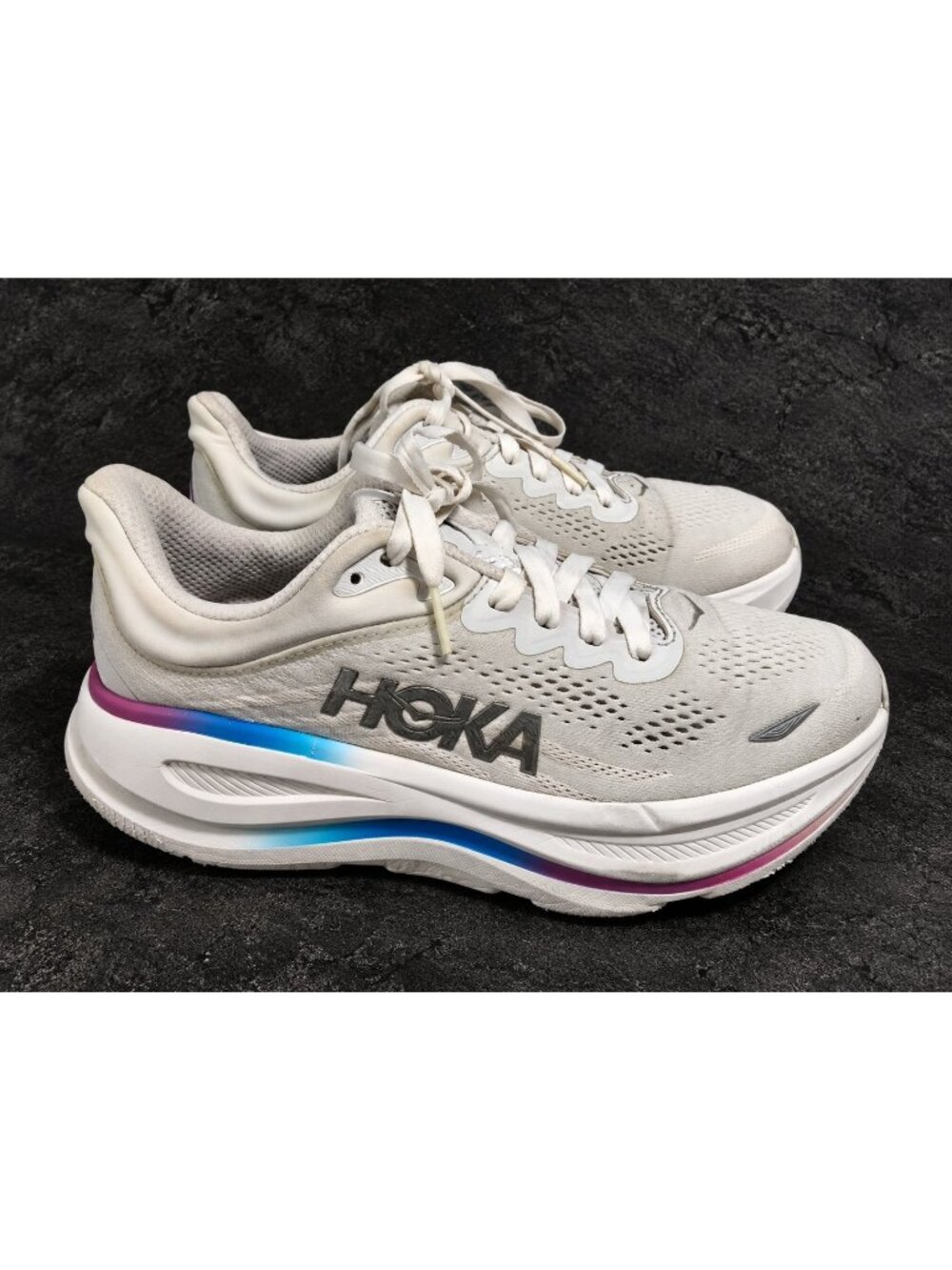 Hoka One One Bondi 9 1162014-CYWH Womens 8.5 D Running Shoes Cosmic Gray Sneaker